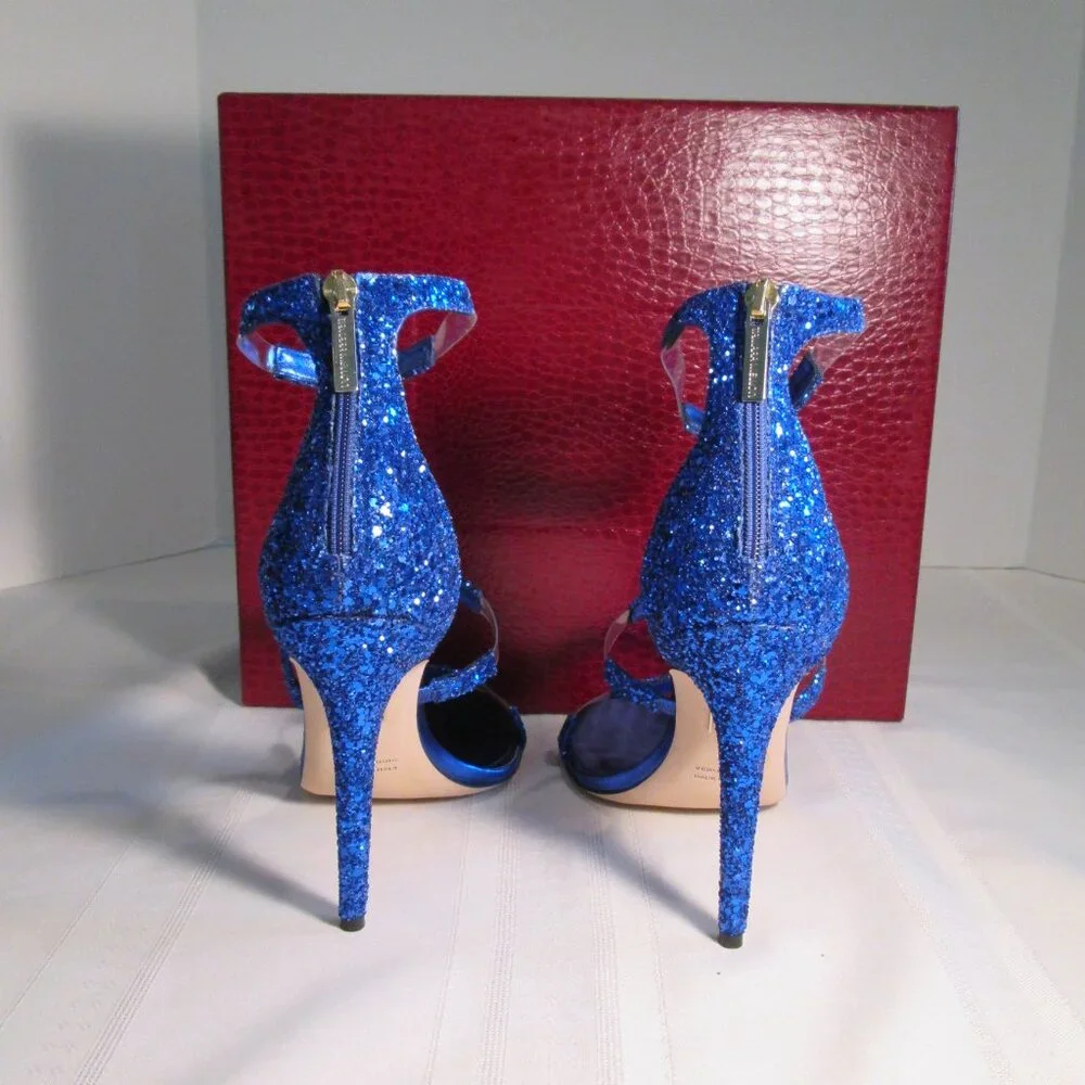 Tamara Mellon Frontline Glitter Heels Cobalt Blue Sz 40 NIB ✨ - Picture 9 of 13